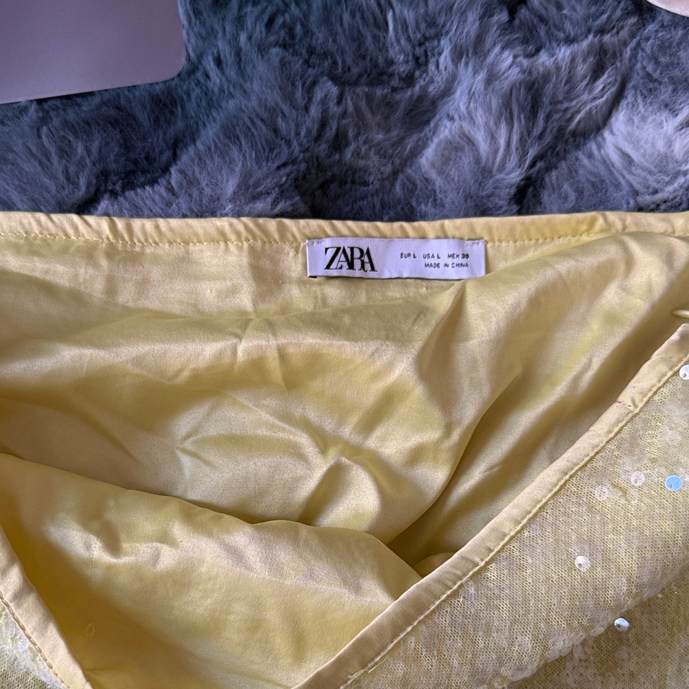 Zara Lemon Sequin Skirt